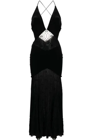 Elisabetta Franchi Flocked-Monogram Maxi Dress