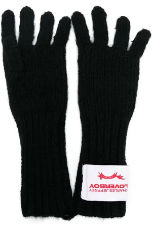 Charles Jeffrey Loverboy Logo-patch knitted gloves