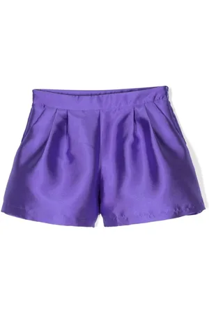 Miss Grant Kids pleated satin shorts - Purple