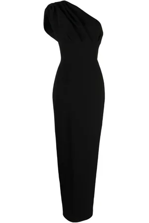 Rachel Gilbert Matteo draped-detailed asymmetric gown - Black