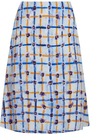 Marni Graphic-print silk midi skirt
