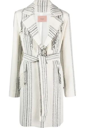 Twin-Set Jacquard fringed coat