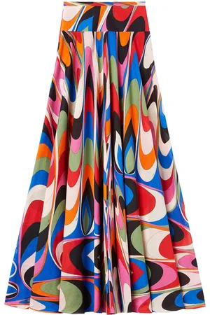 Puccini Marmo-print long cotton skirt
