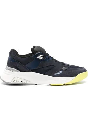 santoni Logo-embroidered panelled sneakers