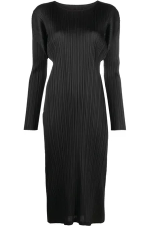 PLEATS PLEASE ISSEY MIYAKE September plissé-satin midi dress