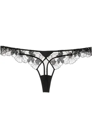 FLEUR DU MAL Sequin Violet floral-lace thong
