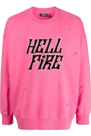 FIVE CM Rhinestone-embellished distressed cotton sweatshirt