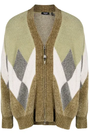 FIVE CM Argyle-check pattern V-neck cardigan