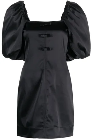 Ganni Bow-detail satin minidress
