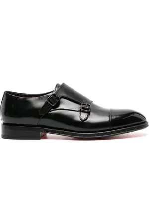 santoni Double-buckled patent-leather shoes