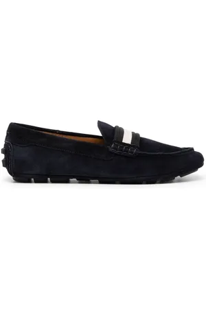 Bally Striped-edge suede loafers