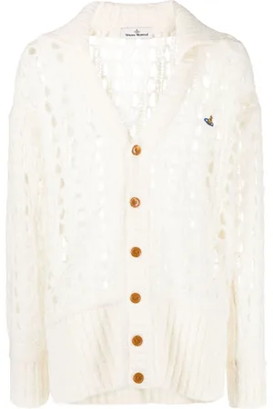 Vivienne Westwood Logo-embroidered open-knit cardigan