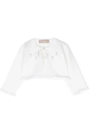 LA STUPENDERIA Floral-embroidered ribbed-knit jacket