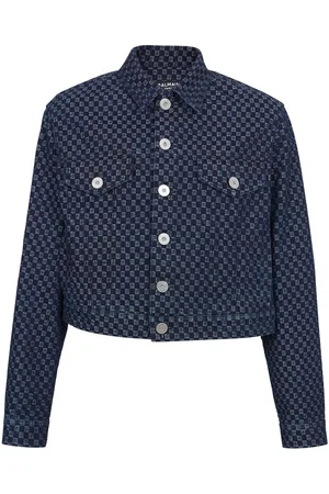 Balmain Men's Monogram Denim Jacket - Bleu Jean - Size 46