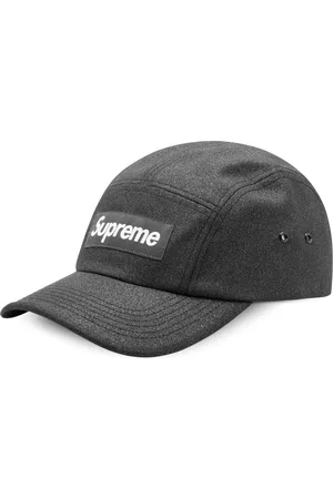 Supreme New York Box Logo Grey Black Washed Linen Camp Hat SS19