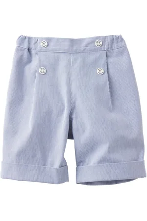 Familiar Decorative-button detail striped shorts