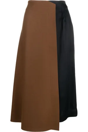 Plan C Panelled asymmetric midi skirt
