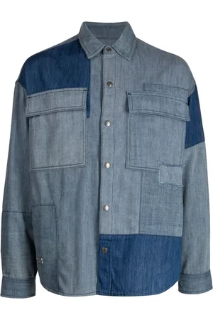 Izzue Slogan-print panelled chambray
