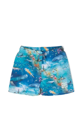 Molo Nicci watercolour-print swim shorts - White