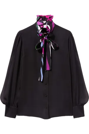 Puccini Marmo-print semi-sheer silk shirt