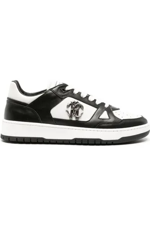 Roberto Cavalli Mirror Snake-embellished leather sneakers