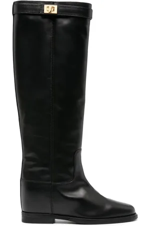 Via Roma Lock-detail leather knee-high boots