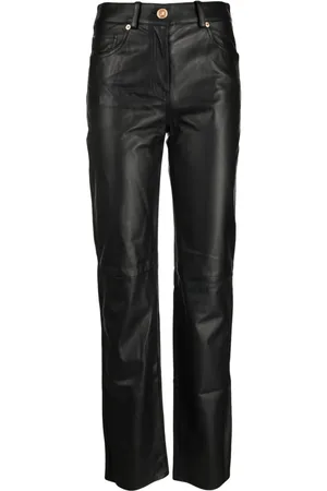 Laurette Faux Leather Straight Leg Pant - Black - MESHKI U.S