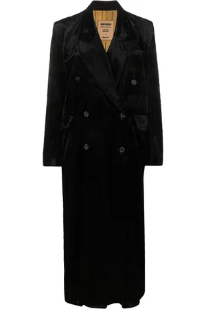 UMA WANG Velvet-effect double-breasted coat