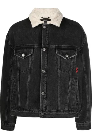 Represent R4 Monogram Zipped Denim Jacket in Gray for Men