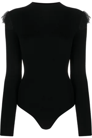 Twin-Set Tulle-detail ribbed bodysuit