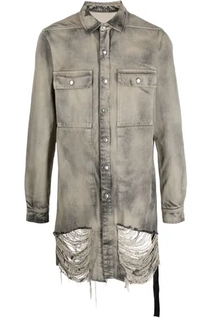 Rick Owens Frayed distressed-effect denim jacket