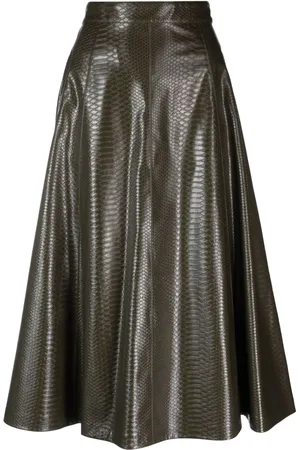 Twin-Set Snakeskin-effect faux-leather midi skirt