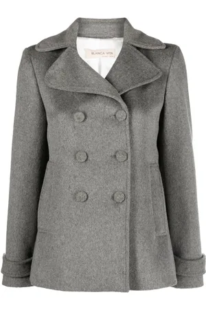 BLANCA Notched-lapels mélange-effect peacoat