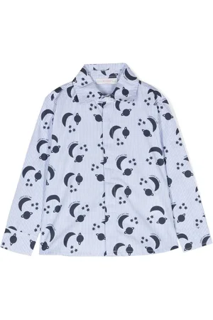 There Was One Kids Celestial-print striped shirt