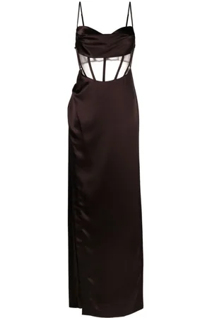Retrofete Rosa corset-style satin fitted dress