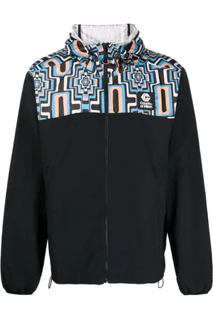 MARCELO BURLON Cross-print panelled hooded windbreaker