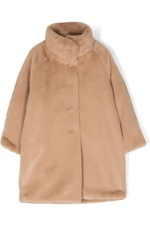 Belen Faux Fur Double Breasted Coat Bitter Chocolate/ Camel