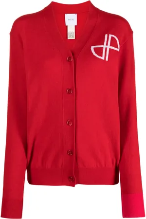 Patou Logo-intarsia fine-knit cardigan