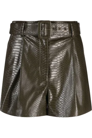 Twin-Set Snakeskin-effect belted mini shorts