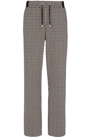 Balmain Monogram-jacquard drawstring-waistband track pants