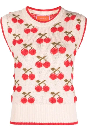 La DoubleJ Cherry patterned intarsia-knit vest