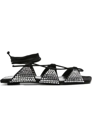The Attico Crystal-embellished square-toe leather sandals