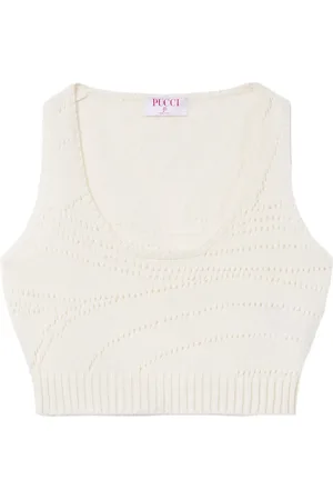 Puccini Pointelle-knit cashmere top