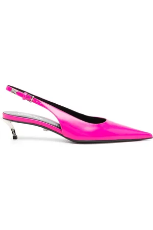 VERSACE 50mm patent slingback pumps
