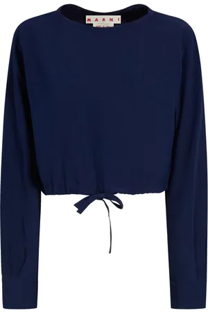 Dolce & Gabbana Scarf-Print Knotted-Hem Crop Silk Shirt