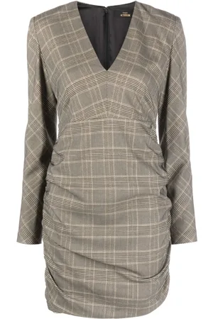 Twin-Set Check-pattern ruched minidress