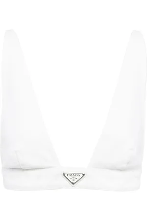 Prada Triangle-Logo Bralette - White for Women