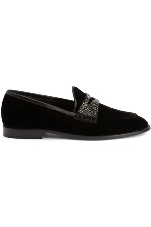 Giuseppe Zanotti Ermy rhinestone-detail velvet loafers