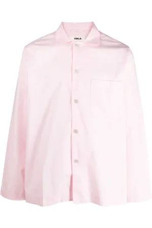 Tekla Cotton poplin pajama shirt