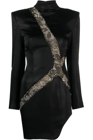 GENNY Asymmetric rhinestone-embellished minidress
